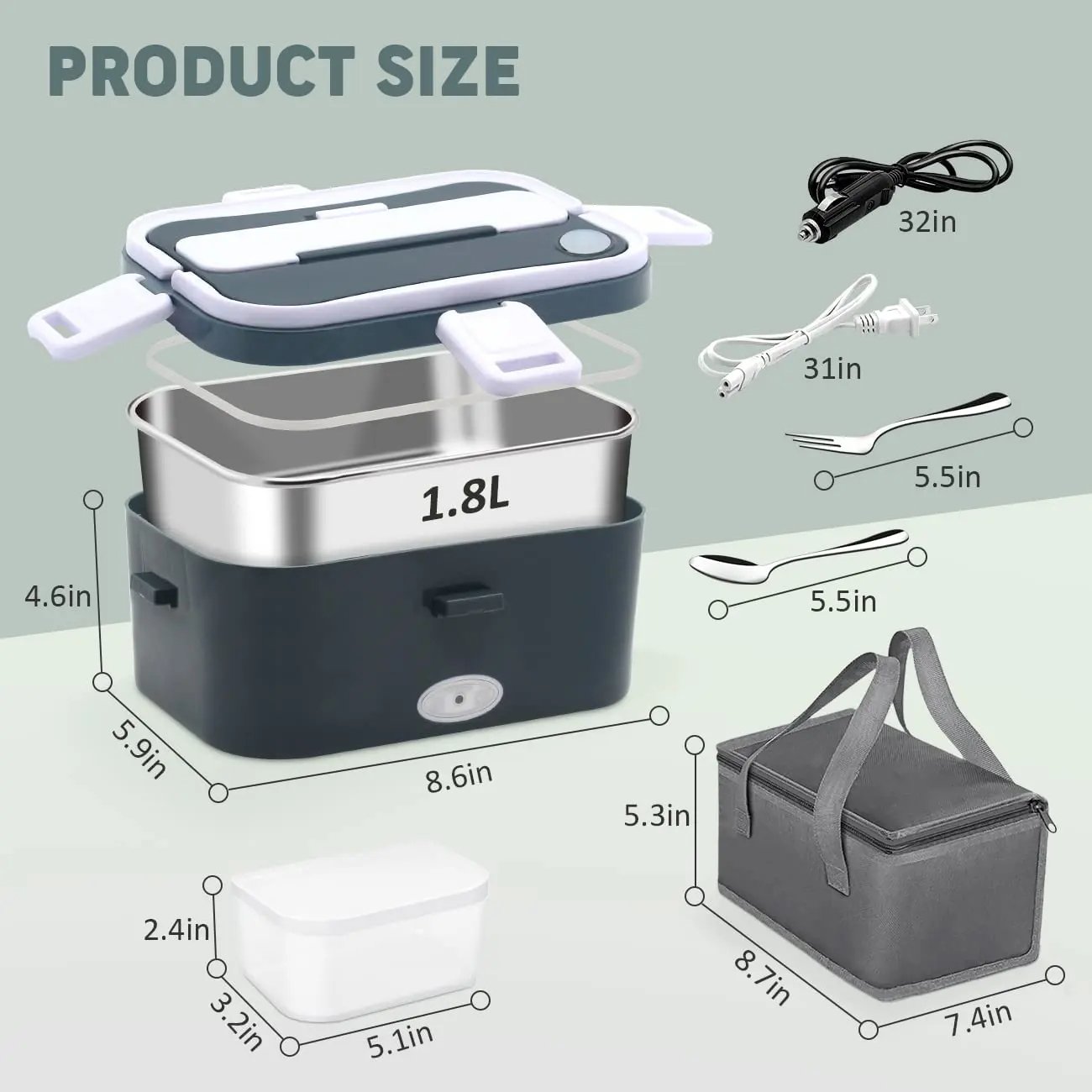Multifunctional 304 Stainless Steel Electric Lunch Box Travel Home Mini Electronic Heating Lunch Box Self-heating Lunch Box