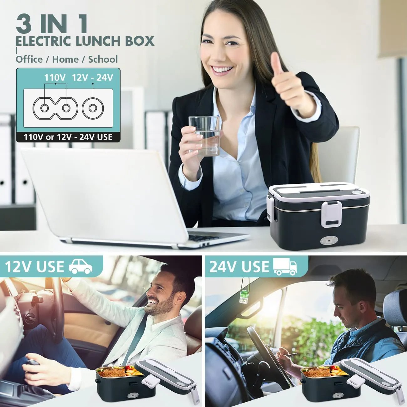 Multifunctional 304 Stainless Steel Electric Lunch Box Travel Home Mini Electronic Heating Lunch Box Self-heating Lunch Box