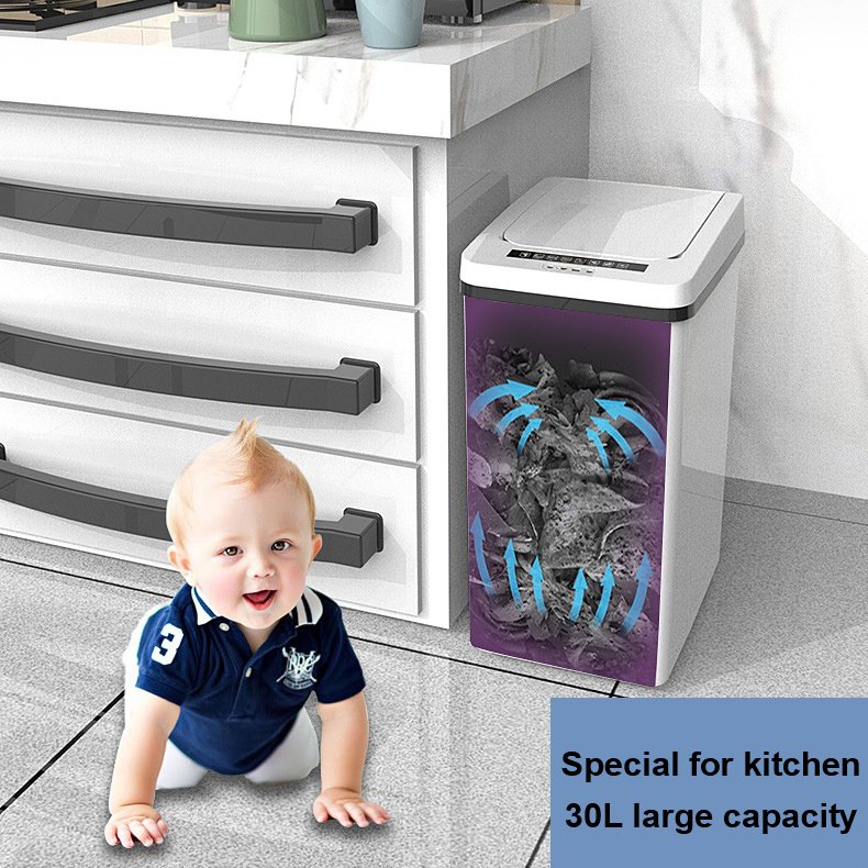 30L High Capacity Smart Touchless Sensor Bin Automatic Waste Bin Trash Can Auto Sensor Garbage Bin