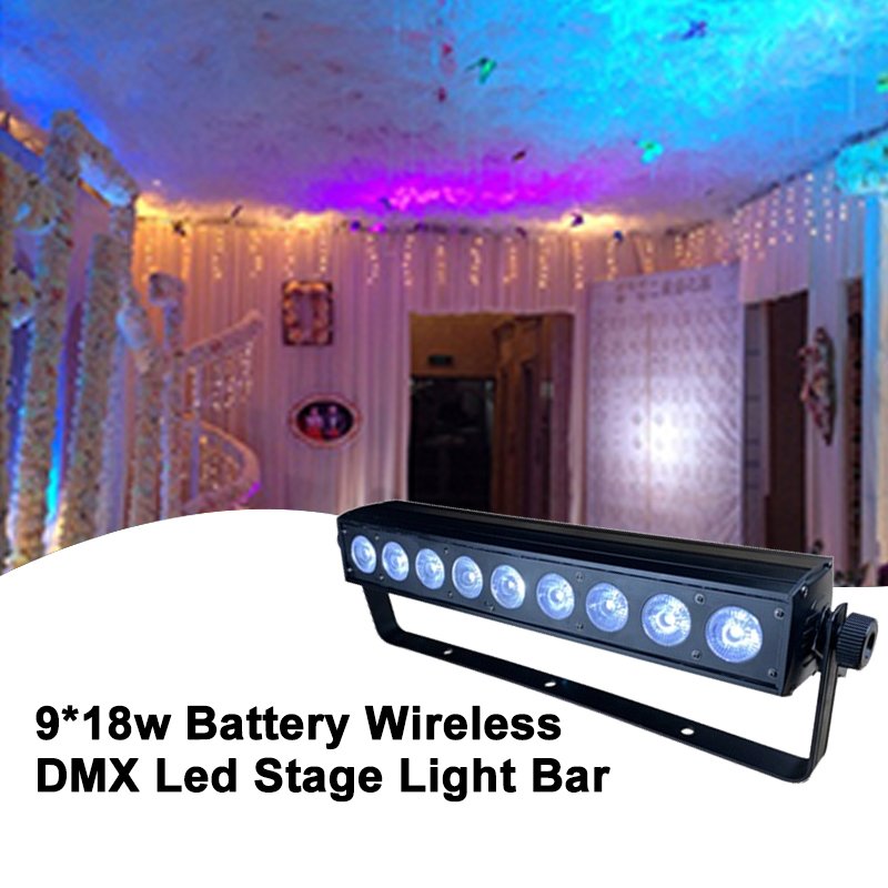 Grace 9*18w Disco DJ Battery Powered Wall Washer Wireless DMX Led Stage Light Bar