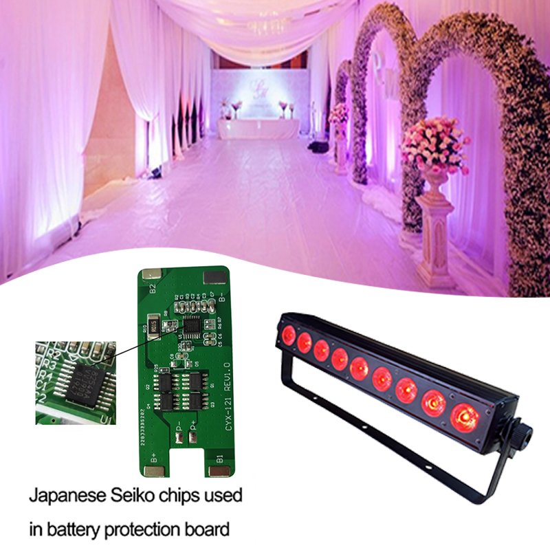 Grace 9*18w Disco DJ Battery Powered Wall Washer Wireless DMX Led Stage Light Bar