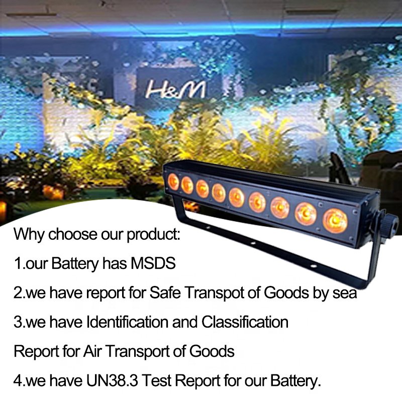 Grace 9*18w Disco DJ Battery Powered Wall Washer Wireless DMX Led Stage Light Bar