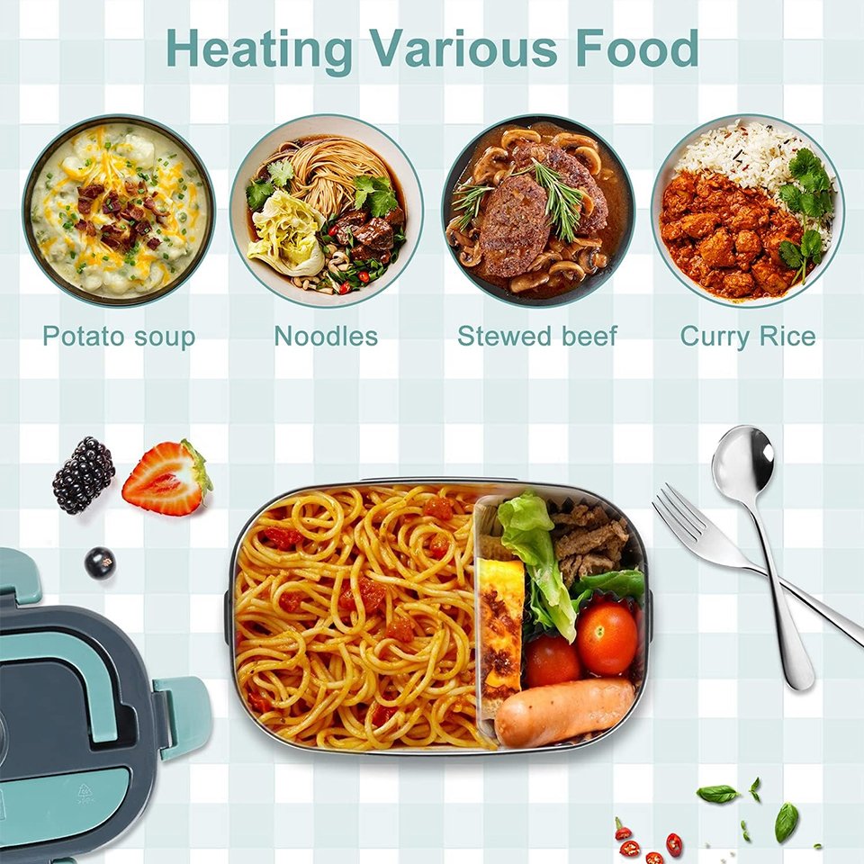 Portable 110v/12v Food Warmer Heating Electric Lunch Box, Lonchera Electrica Portatil