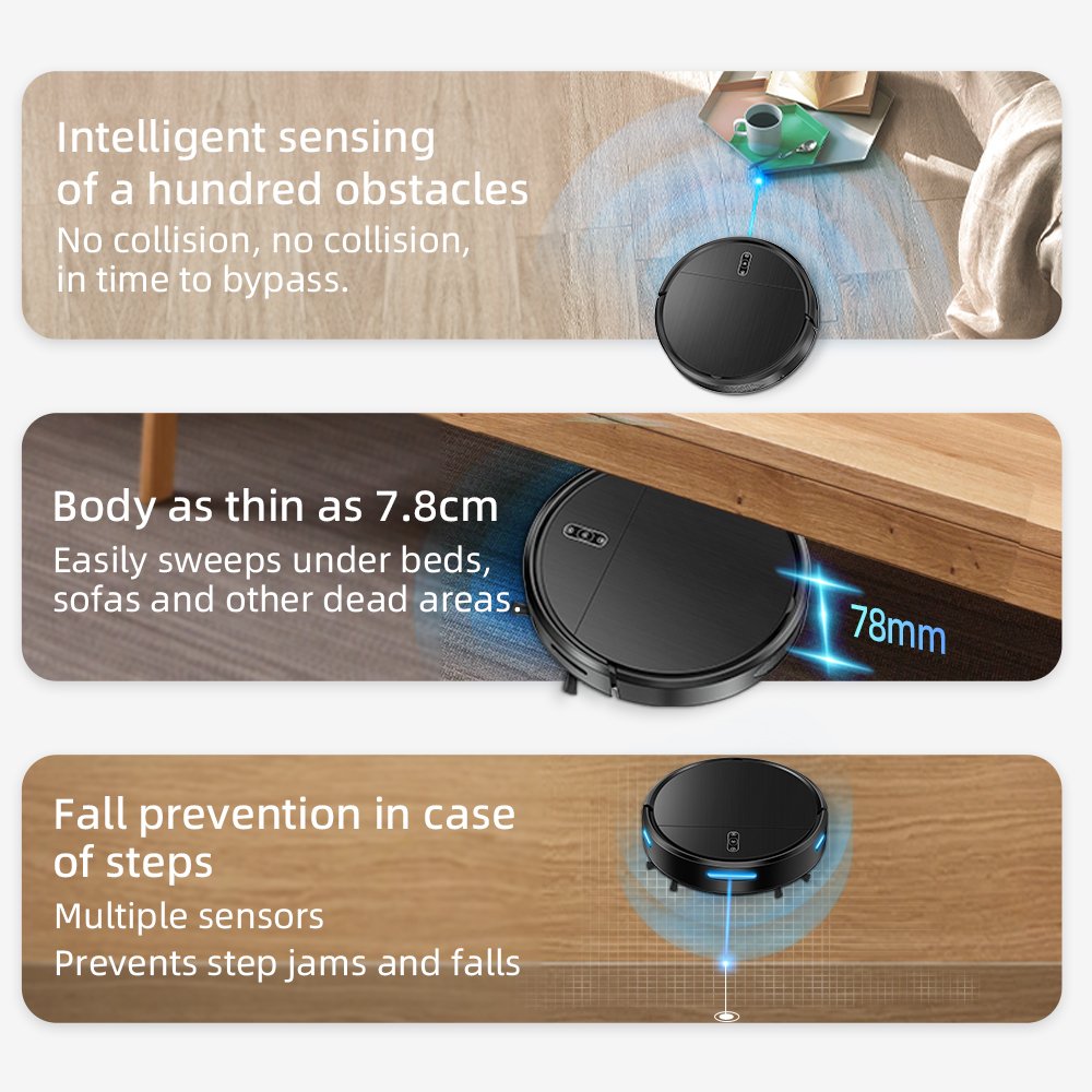 OEM Robot Vacuum Cleaner Super Thin Powerful Suction Quiet Self-Charging Robotic Vacuum Cleaner Hard Floors to Carpets