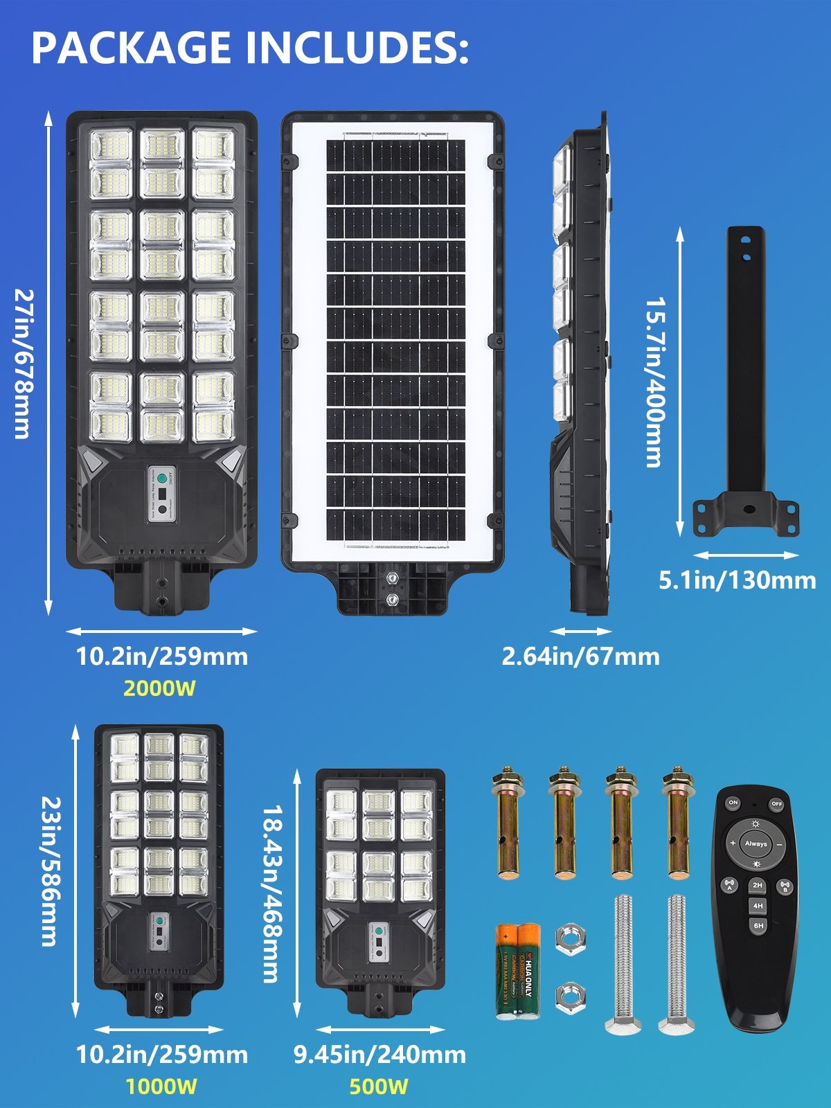 500W1000W2000W Solar Street Light Household Outdoor Waterproof Super Bright High Power Solar Street Light