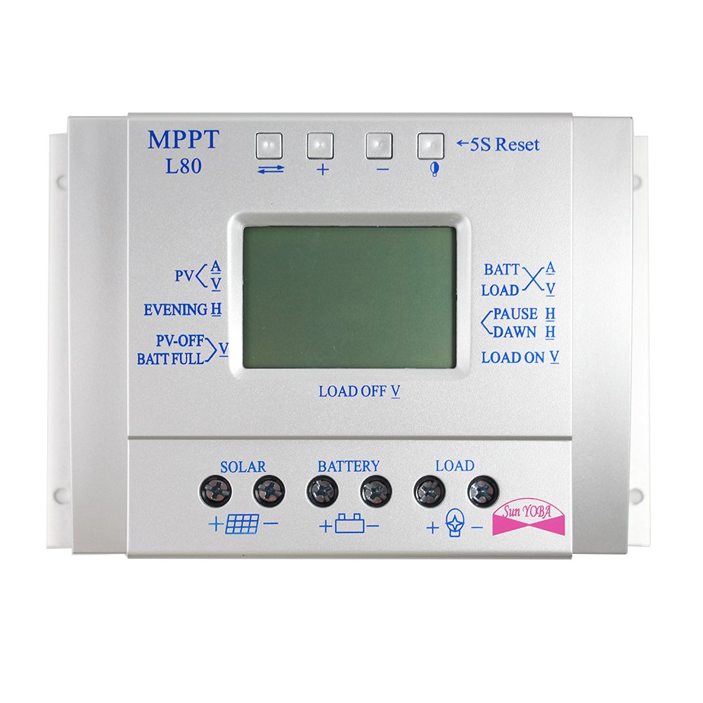 LCD Display 80A 12V/24V Auto Solar Charge Controller for Solar Panel /Power System Regulator Home Battery Charger