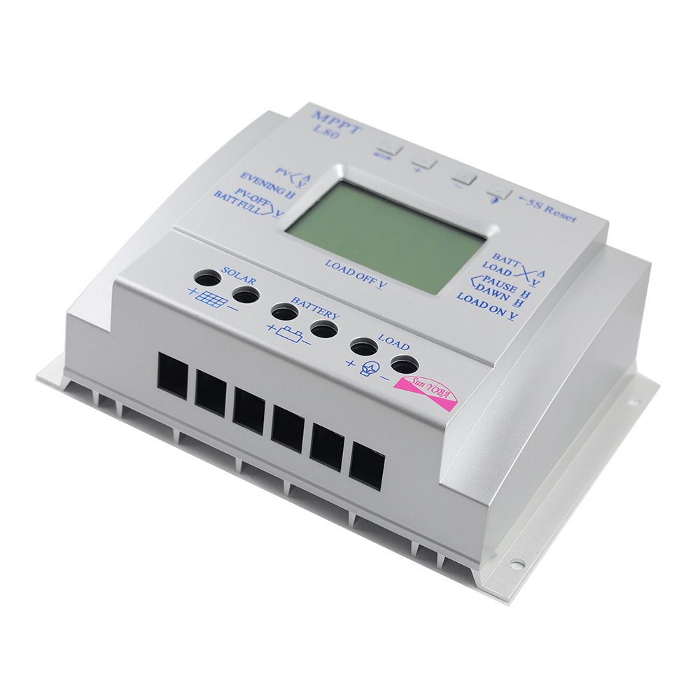LCD Display 80A 12V/24V Auto Solar Charge Controller for Solar Panel /Power System Regulator Home Battery Charger