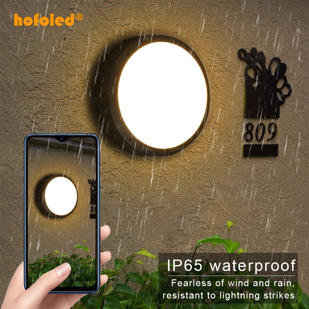 Hofoled Home Smart Aluminum 3CCT Color Settings Human Body Induction Exterior Flush Wall Mount Bulkhead Light Led Ceiling Lights
