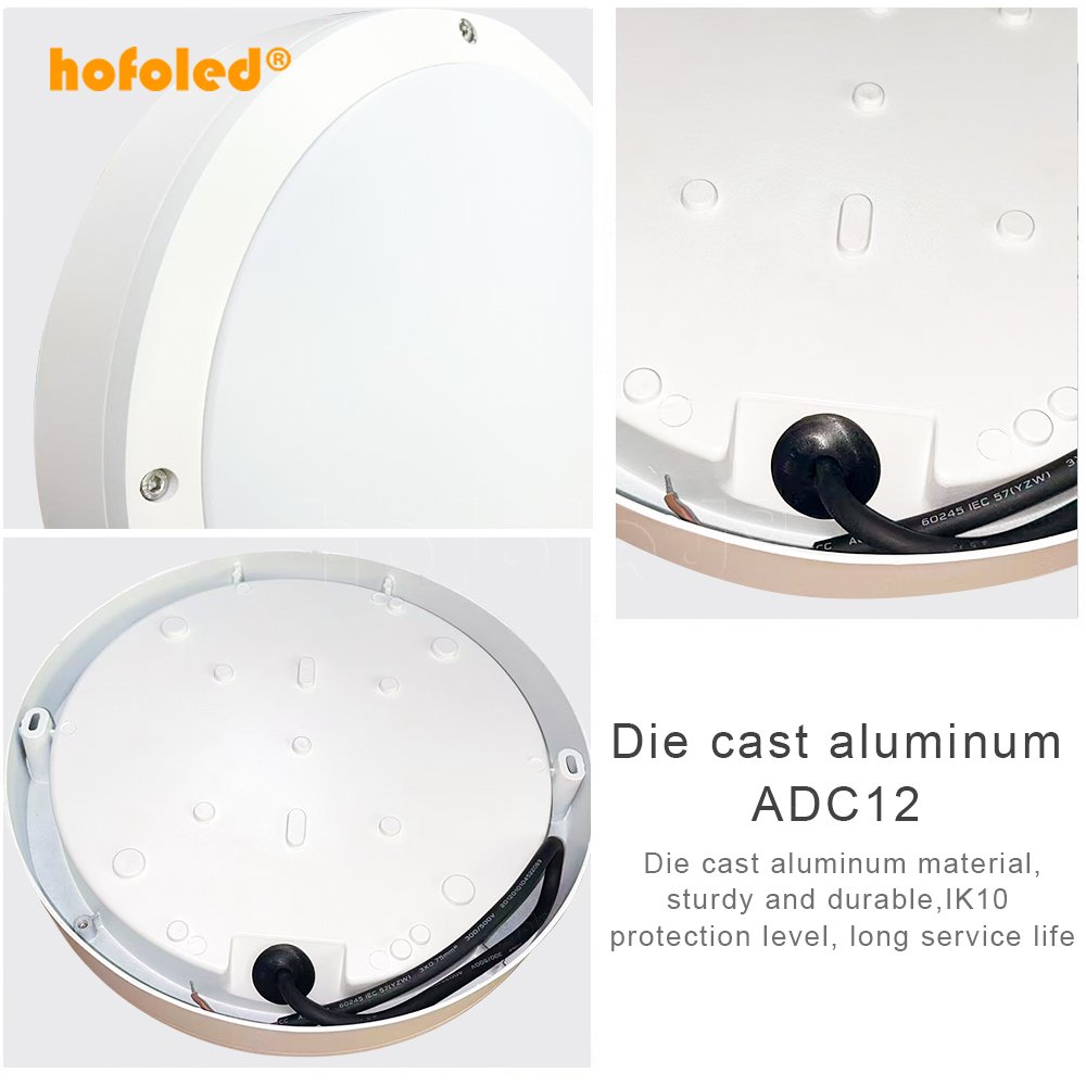 Hofoled Home Smart Aluminum 3CCT Color Settings Human Body Induction Exterior Flush Wall Mount Bulkhead Light Led Ceiling Lights