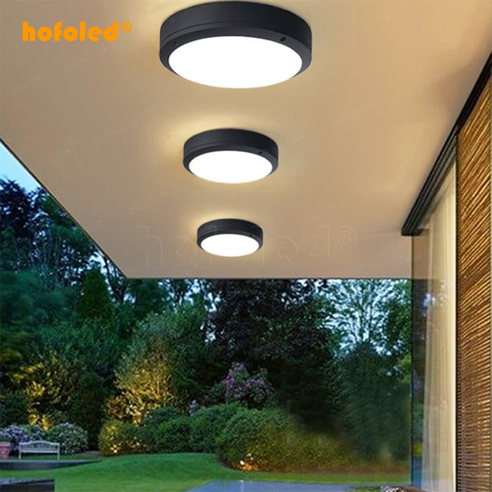 Hofoled Home Smart Aluminum 3CCT Color Settings Human Body Induction Exterior Flush Wall Mount Bulkhead Light Led Ceiling Lights