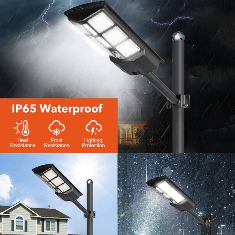 50W ABS Solar Street Light with Pole Motion Sensor Remote Control for Home Garden