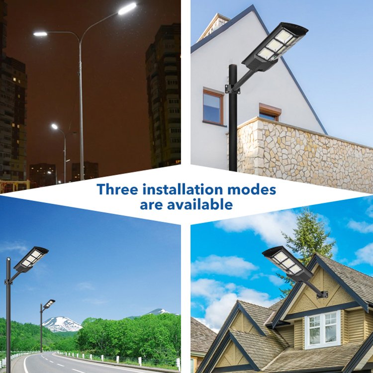 50W ABS Solar Street Light with Pole Motion Sensor Remote Control for Home Garden