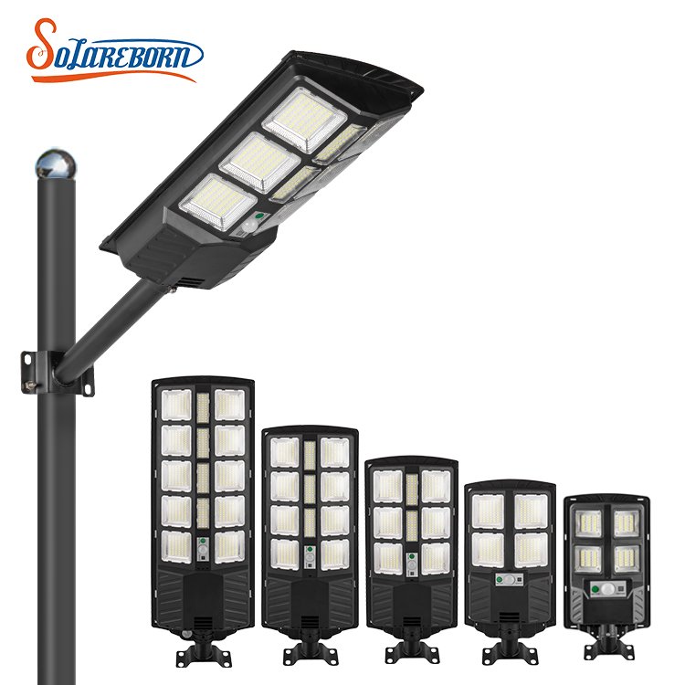 50W ABS Solar Street Light with Pole Motion Sensor Remote Control for Home Garden