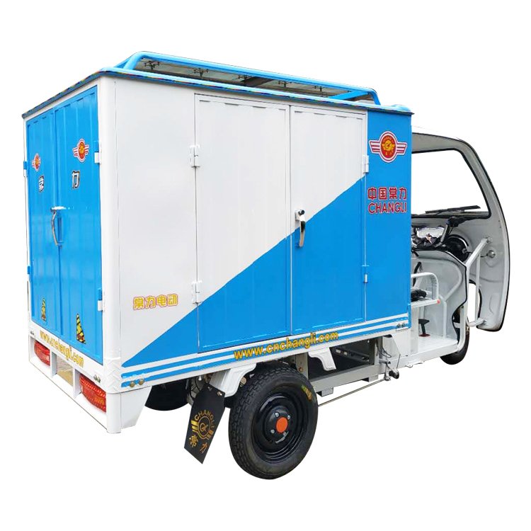 Chang Li Electric Tricycle Courier Auto Rickshaw / Electric Cargo Tricycle Closed Box Rickshaw With Front Cab