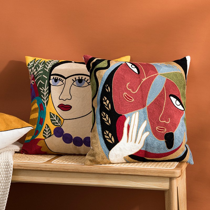 Decorative Embroidery Pillow Case Cotton Fashion Girl Sofa Couch Cushion Cover