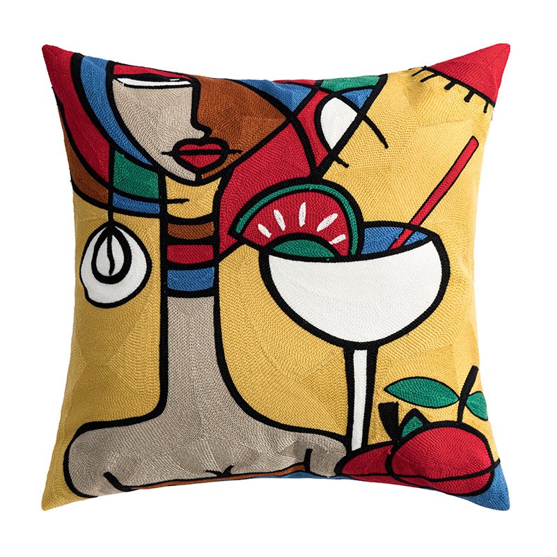 Decorative Embroidery Pillow Case Cotton Fashion Girl Sofa Couch Cushion Cover