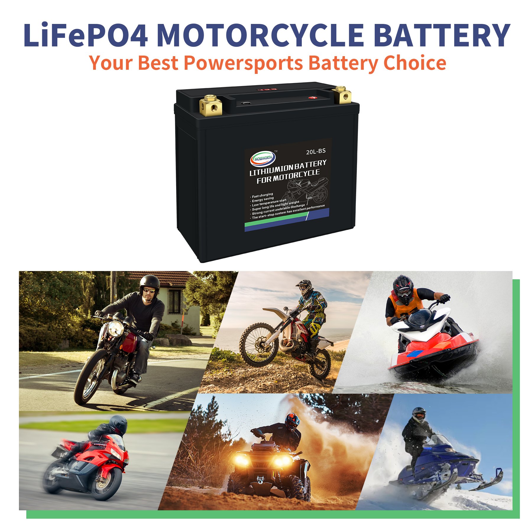 12.8V 12Ah 620CCA Motorcycle Starter Battery LiFePO4 Auto Batteries 20L-BS Lithium Ion Motorcycle Battery Lead Acid Replacement