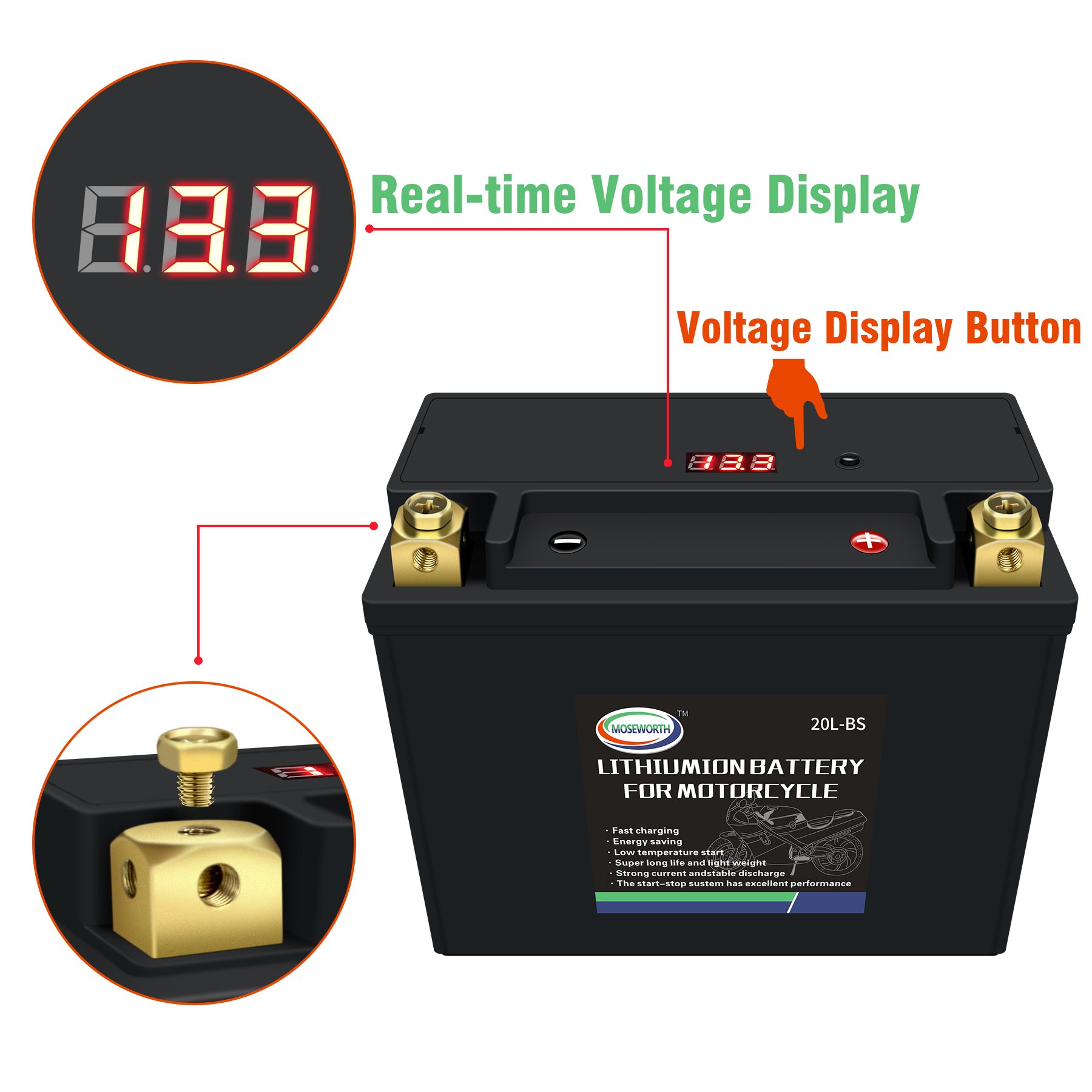 12.8V 12Ah 620CCA Motorcycle Starter Battery LiFePO4 Auto Batteries 20L-BS Lithium Ion Motorcycle Battery Lead Acid Replacement