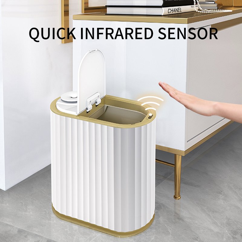 Iintelli 6L 4L Modern Smart Automatic Trash Can Rectangular PP Desk Aromatherapy for Bathroom Kitchen Plastic Bin for Waste