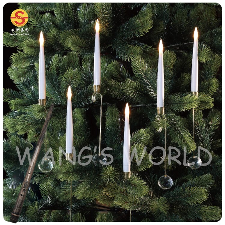 Set of 12 Floating Candles Hanging Battery Operated Ivory Flameless Magic Taper Wand Remote Control Candle Light With Remote