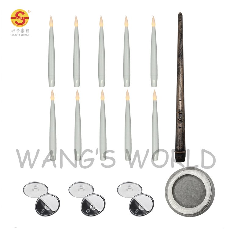 Set of 12 Floating Candles Hanging Battery Operated Ivory Flameless Magic Taper Wand Remote Control Candle Light With Remote
