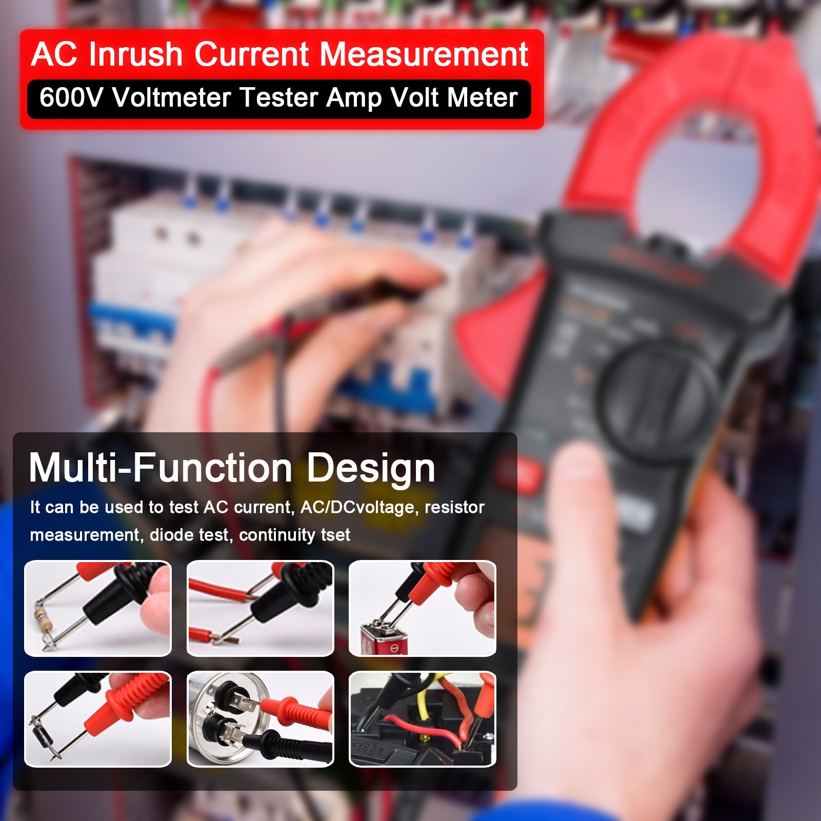 MY-2600A Digital Clamp Meter Multifunction 4000 Counts 600V Voltmeter Tester Amp NCV Test Current Resistance Volt Meter