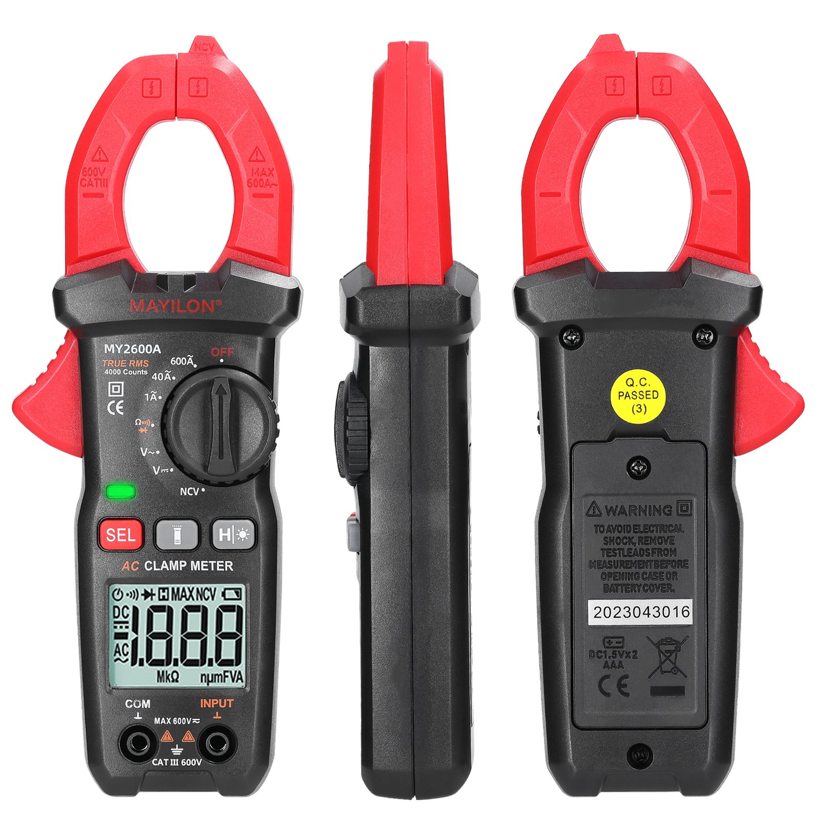 MY-2600A Digital Clamp Meter Multifunction 4000 Counts 600V Voltmeter Tester Amp NCV Test Current Resistance Volt Meter