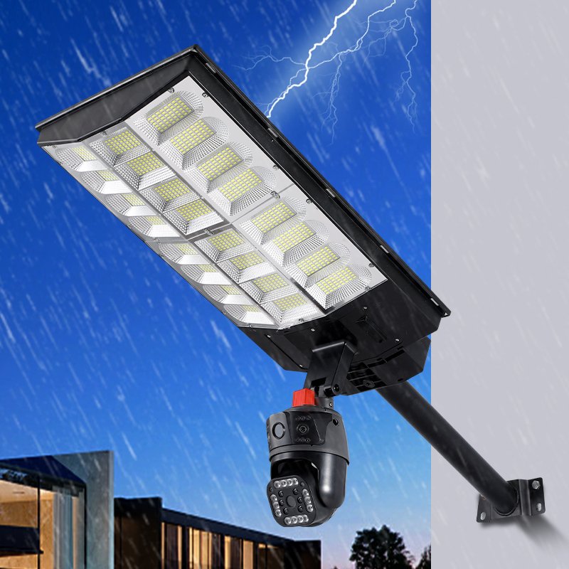 2000W 1000W Outdoor Solar LED Street Light with 3MP Dual Monitoring CCTV Wireless Camera Battery Powered 4G WiFi