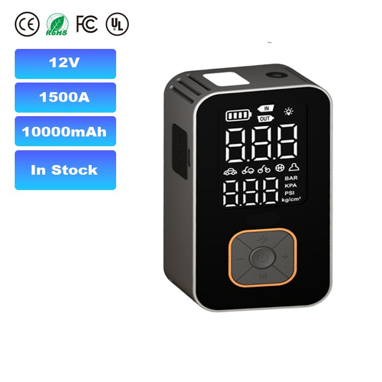 Emergency 4-in-1 Car Battery Jump Starter with Air Compressor PD60W 1500A Auto Battery Booster
