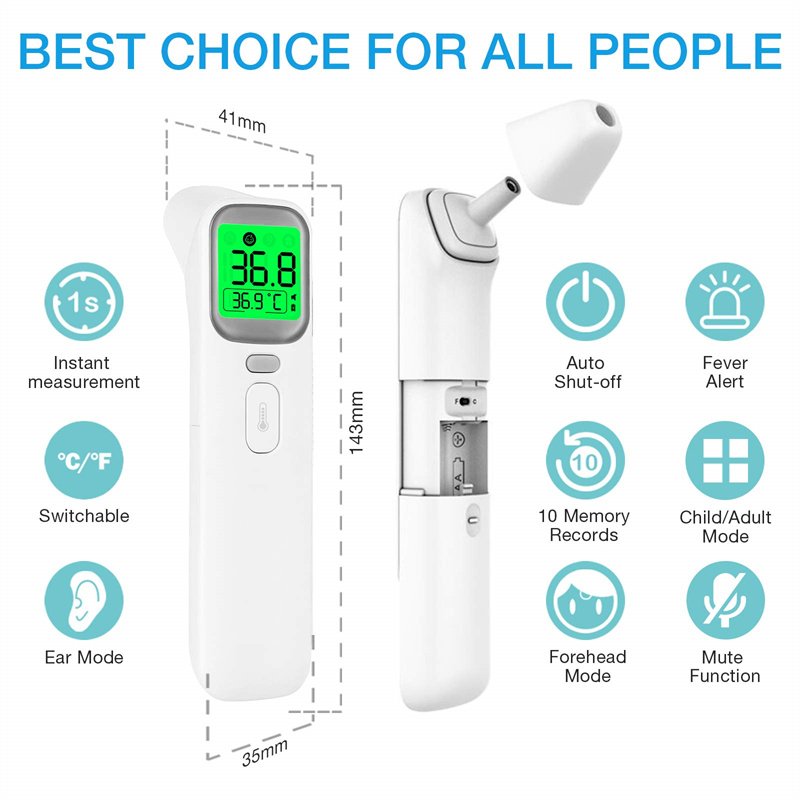 Digital Non-Contact Forehead Ear Thermometer Electric Infrared Auto Thermometer Forehead Ear Infrarouge Electric Termometro