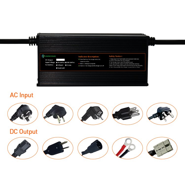 High Quality 12V 24V 36V 48V 60V 72V 84V 96V Battery Charger 12-30A Lithium Chargers Electric Ricksha LiFePO4 Charger
