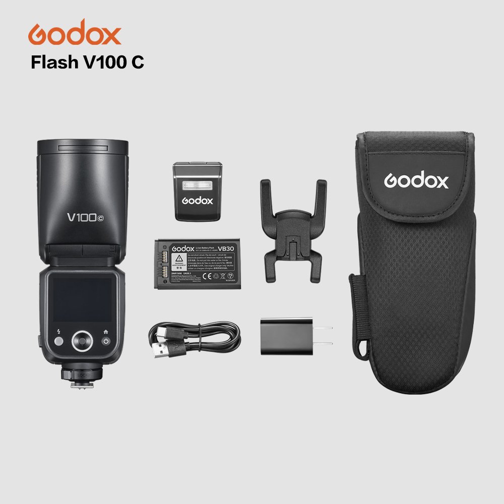 Godox V100 C TTL Li-ion Round Head Touchscreen Camera Flash 2.4G Wireless TTL Touch Screen Camera Flash Speedlite for Canon