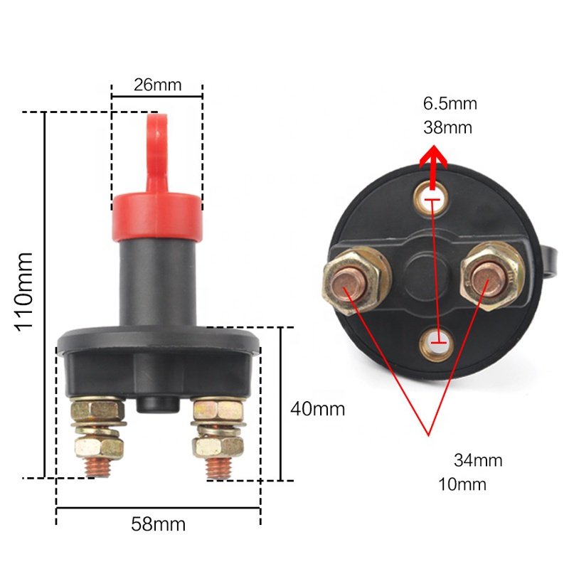 Universal Car 300A Auto Battery Disconnect Boat Cut Off Kill Switch 100A M10 M8 Master Power Rotary Switch With Removable Key