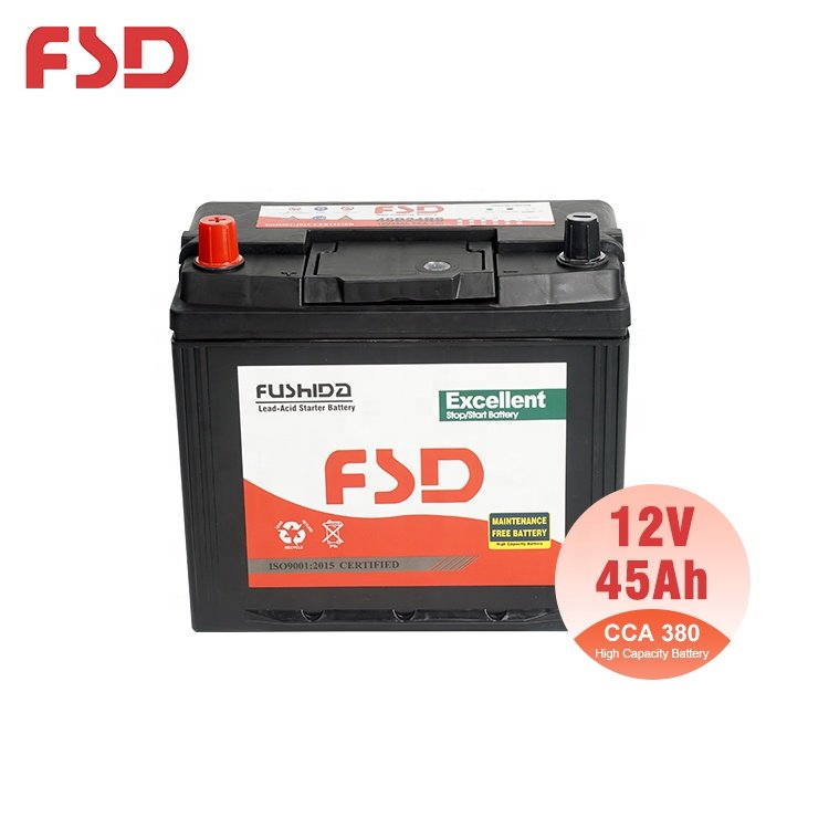 High CCA JIS Standard Lead Acid Auto Battery 12V 45Ah Charging Electric Vehicles Maintenance Free Car Battery