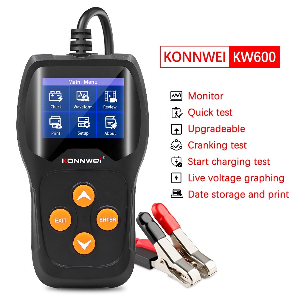 Top Quality KONNWEI KW600 Color Screen Car Battery Tester 12V Digital Auto Battery Analyzer