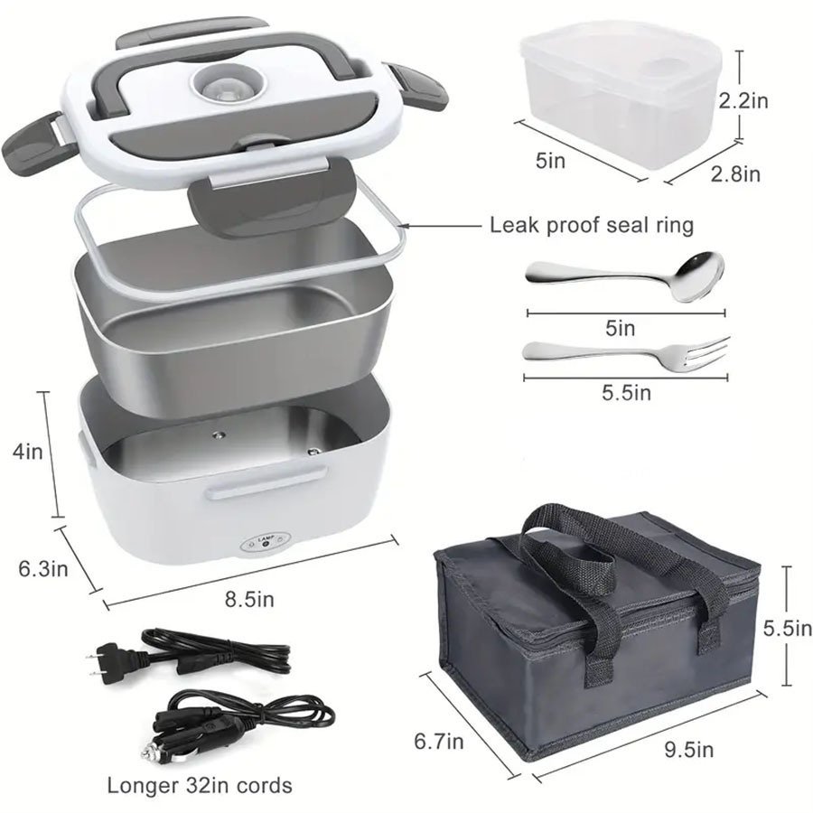 Electric Lunch Box Thermal Insulation Heating 2-in-1 Home Car Dual-use Stainless Steel Lunch Box Appliances Gifts