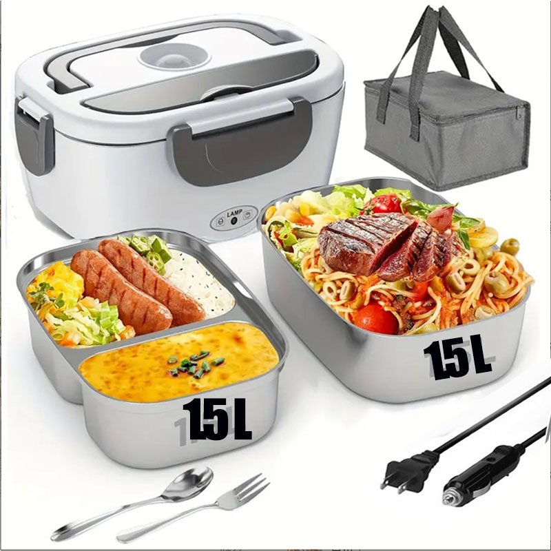 Electric Lunch Box Thermal Insulation Heating 2-in-1 Home Car Dual-use Stainless Steel Lunch Box Appliances Gifts