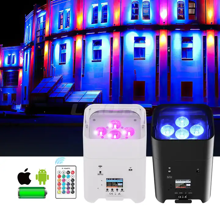 6*18/4*18W Wireless Uplights Rgbwa Uv 6In1 Battery Wireless Uplight Battery Powered Led Par