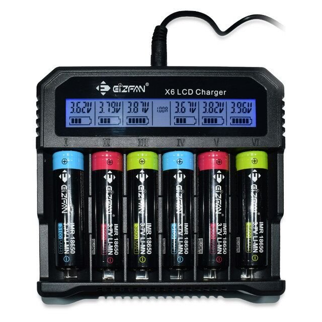 Power Bank Car Charging High Quality Efan X6 6 Slot Battery Charger 8A Adapter Charger for 3.7v 18500 18650 21700 Cell
