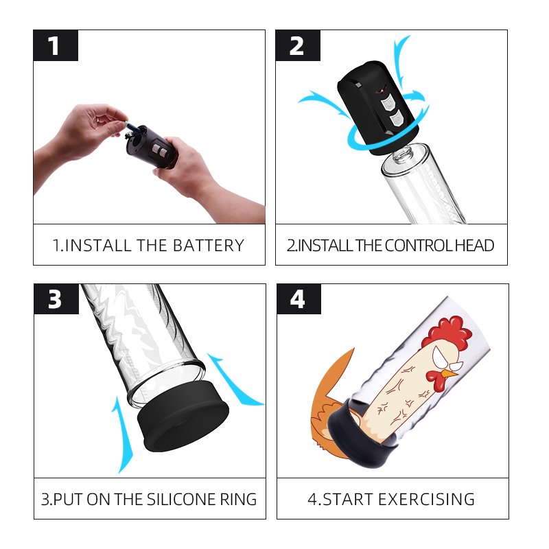 Battery Operate Electric Air Vacuum Auto Silicone Enlarger Dildo Enlargement Pump 110402