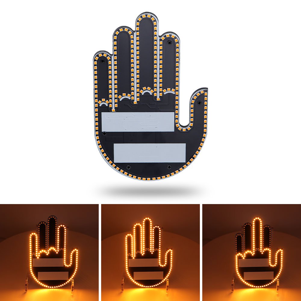 JHS New Cool Three Models Auto Car SUV Interior Rear Windshield Remote Control LED Amber Middle Finger Warning Brake Light