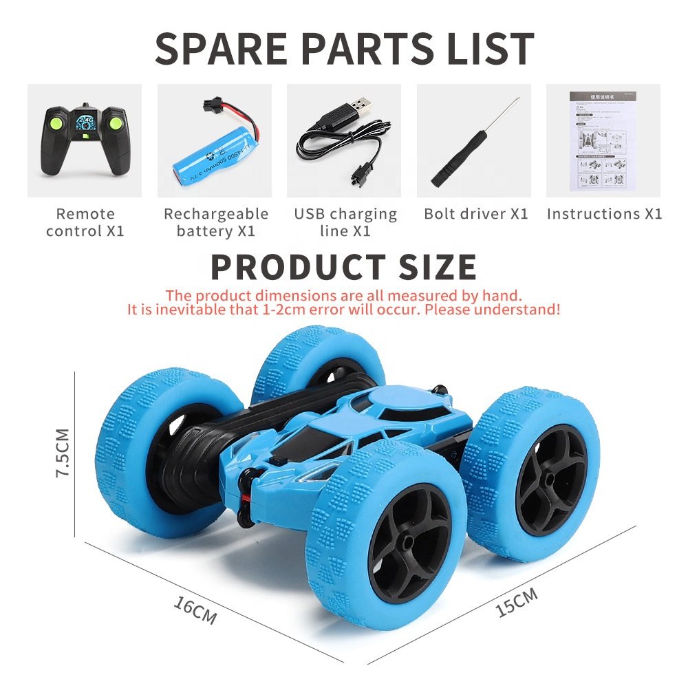 AiJH 2.4Ghz Remote Control Rotating Car With Double Sided Rc Auto Rechargeable 4WD Off Road RC Stunt Car Toys