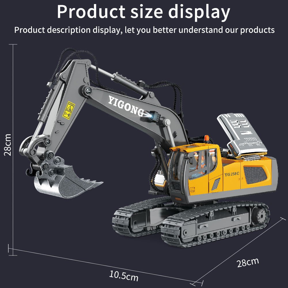 RC Excavator/Bulldozer 1/20 2.4GHz 11CH RC Construction Truck Engineering Vehicles Educational Toys for Kids with Light Music