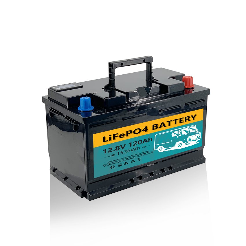12V 120Ah Lithium Battery for Car Starting Rechargeable 12.8V CCA1200 Auto Battery Low Self Discharge Rate LiFePO4 Battery BMS