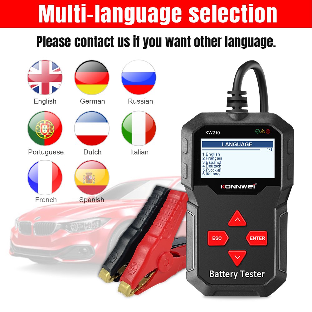 Konnwei Best Seller 12V Automotive Digital Battery Tester 100-2000 CCA 30 Ah to 220ah Analyzer for Car Battery Cells