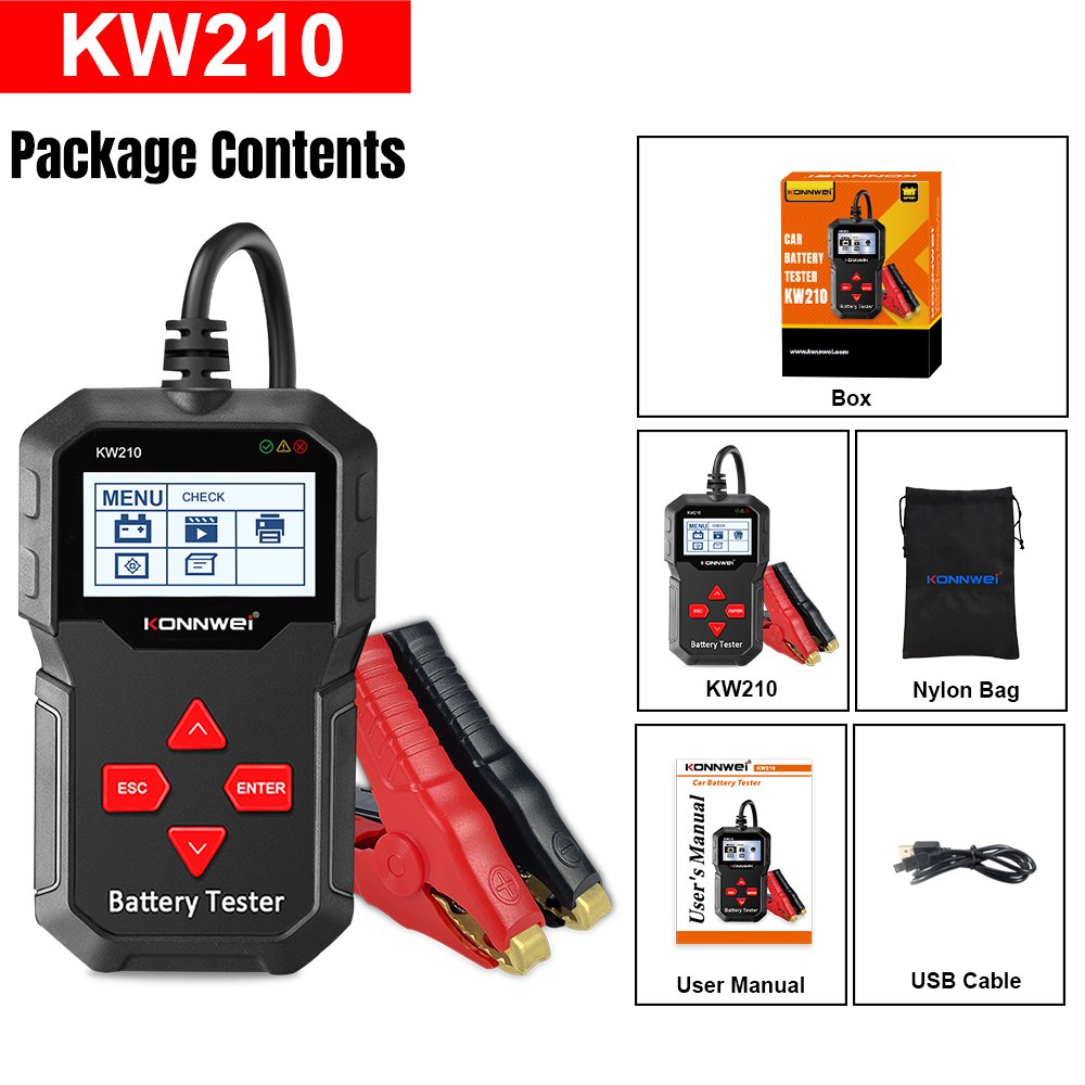 Konnwei Best Seller 12V Automotive Digital Battery Tester 100-2000 CCA 30 Ah to 220ah Analyzer for Car Battery Cells