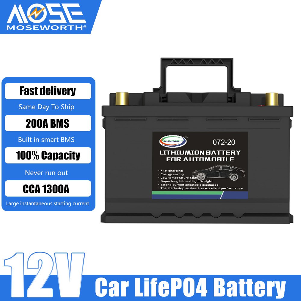 12V LiFePO4 Lithium Ion Automotive Car Battery Power Starting 072-20 with BMS Protection 1200CCA for Automotive Use