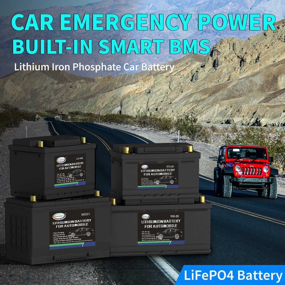 12V LiFePO4 Lithium Ion Automotive Car Battery Power Starting 072-20 with BMS Protection 1200CCA for Automotive Use