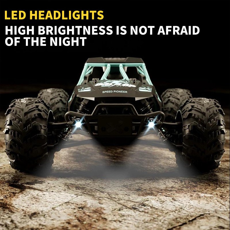 High-Speed 2.4GHz Remote Control 4WD RC Car 35KM/H Off-Road Racing Vehicle with LED Light Metal Brush 4x4 Trucks Hobby Toys