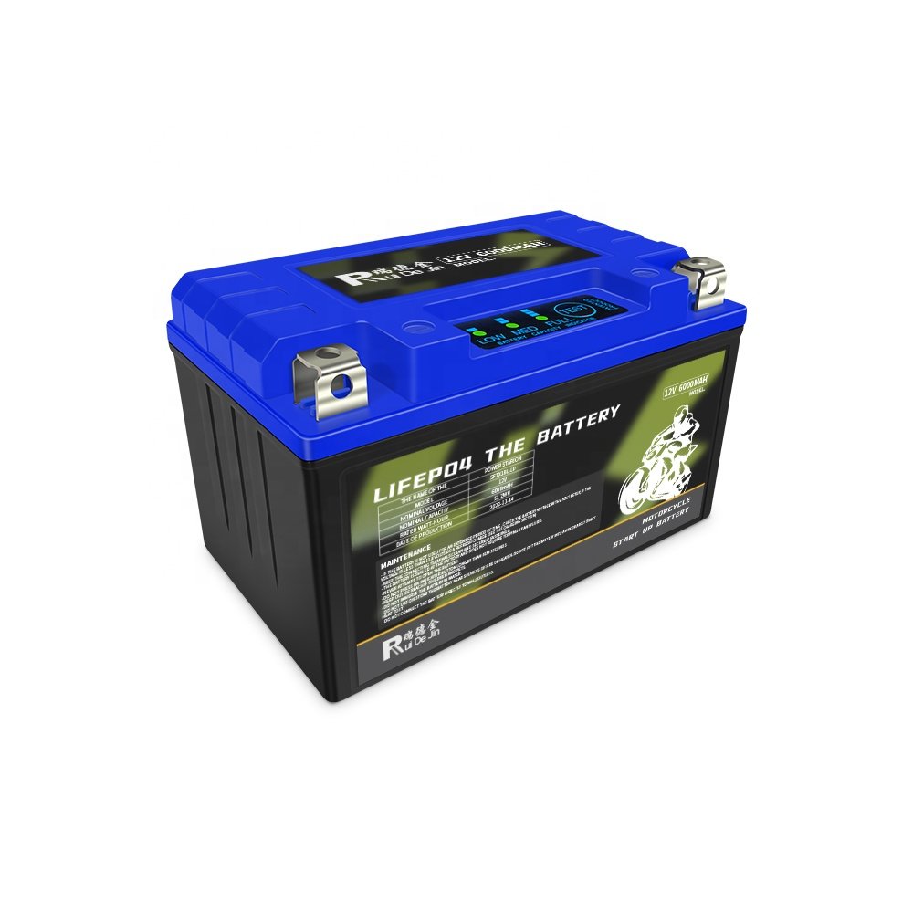 Lifepo4 Motorcycle Smart 12V 5Ah 6Ah 8Ah 12Ah Rechargeable Battery Pack for 50-100Cc Motorcycle Starter Long Cycle Life